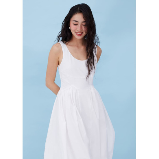 Cotton Fit & Flare Midaxi Dress