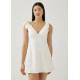 Imogen Padded Linen Tie Shoulder Dress