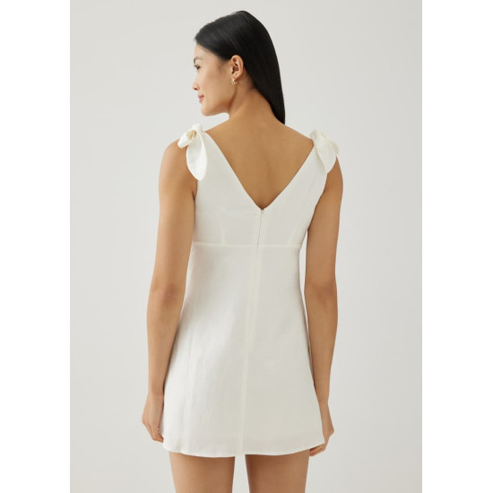 Imogen Padded Linen Tie Shoulder Dress