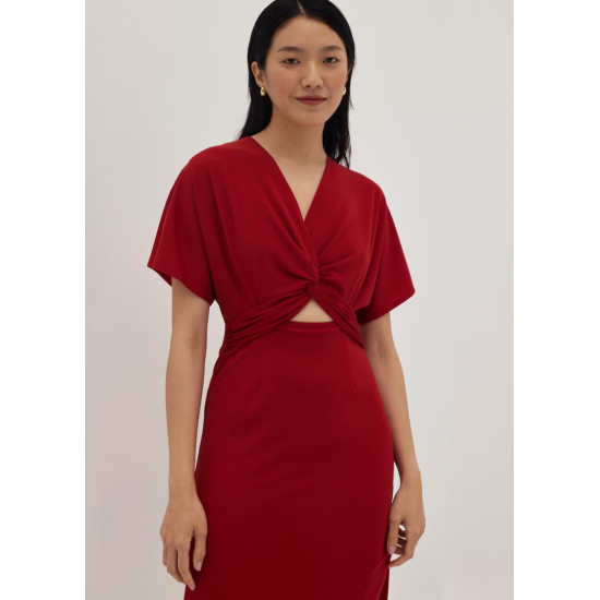 Bryna Twist Front Midi Dress