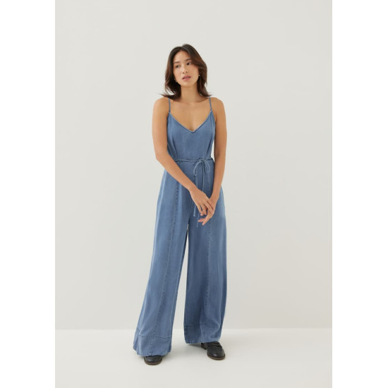 Aiko Chambray Wide Leg Jumpsuit