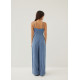 Aiko Chambray Wide Leg Jumpsuit