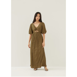 Lynn Padded Textured Fit & Flare Maxi Dress