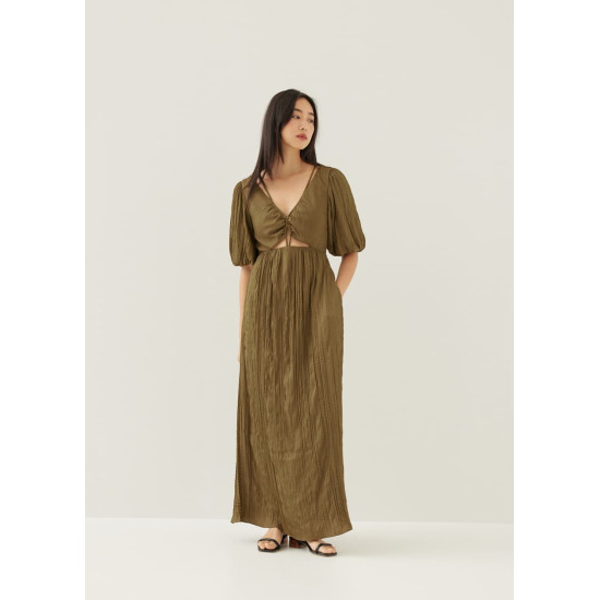 Lynn Padded Textured Fit & Flare Maxi Dress