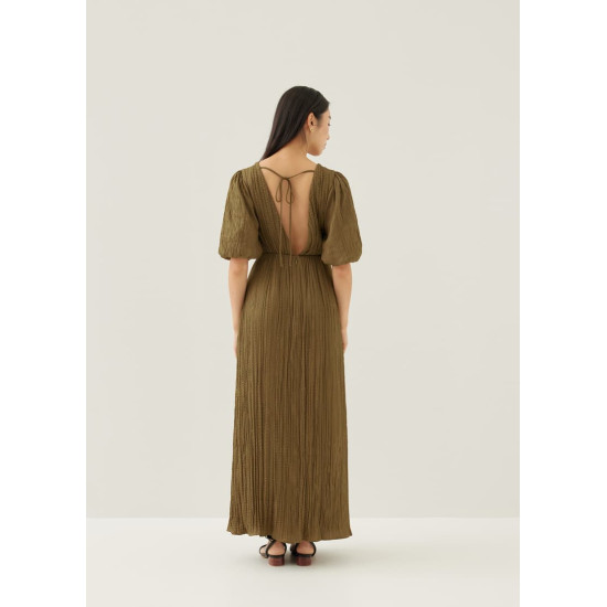 Lynn Padded Textured Fit & Flare Maxi Dress