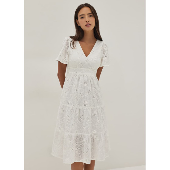 Havana Padded Broderie Tie Back Dress