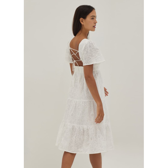 Havana Padded Broderie Tie Back Dress