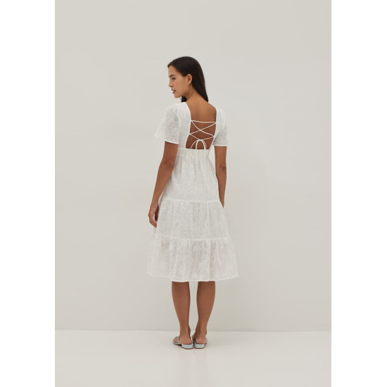 Havana Padded Broderie Tie Back Dress