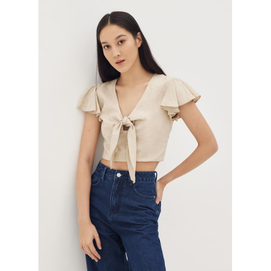 Irie Linen Knot Front Top