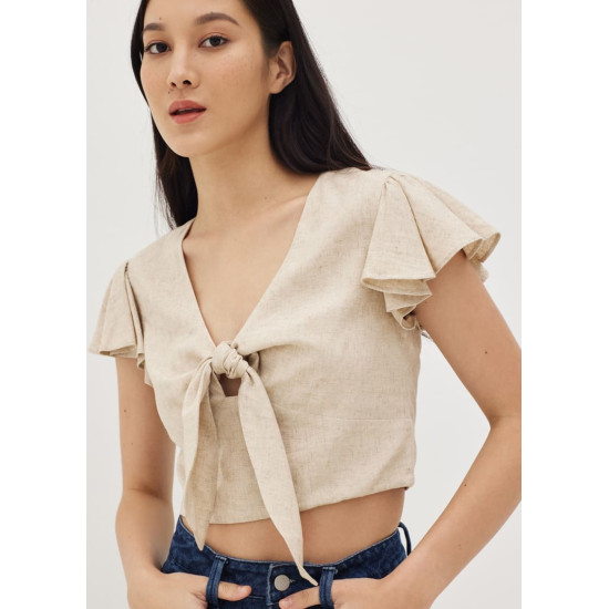 Irie Linen Knot Front Top