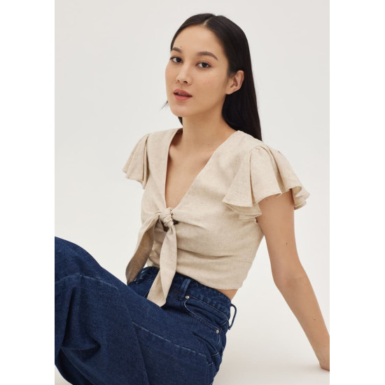 Irie Linen Knot Front Top