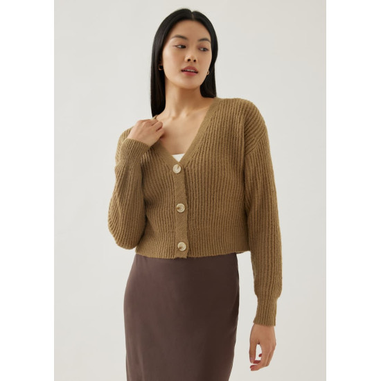 Ezra Fuzzy Yarn Crop Cardigan