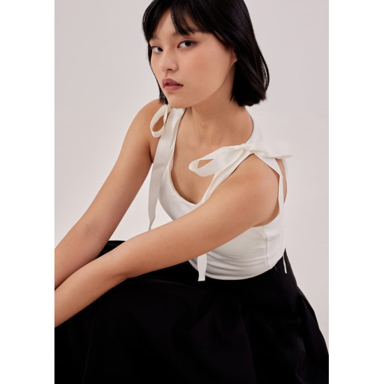 Jeanne Grosgrain Tie Shoulder Tank Top