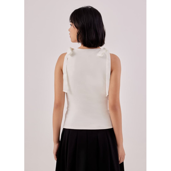 Jeanne Grosgrain Tie Shoulder Tank Top