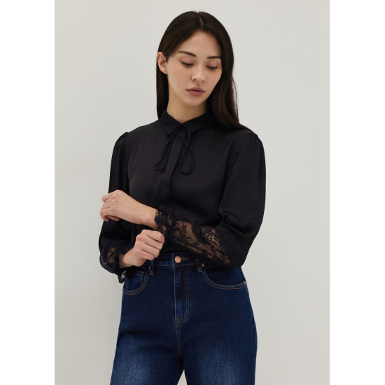 Bessie Lace Cuff Satin Blouse