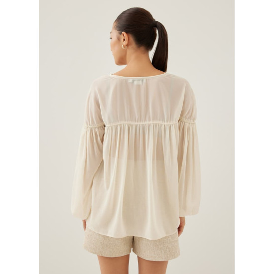 Rhiane Sheer Puff Sleeve Blouse