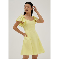 Alba Linen Flutter Sleeve Swing Dress