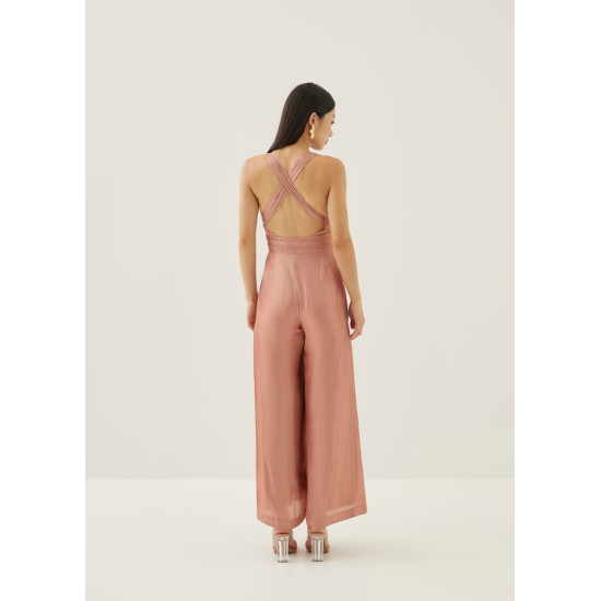 Jennett Padded Iridescent Wide Leg Jumpsuit