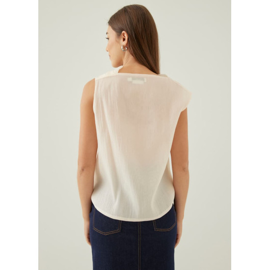 Nadya Asymmetric Organza Blouse