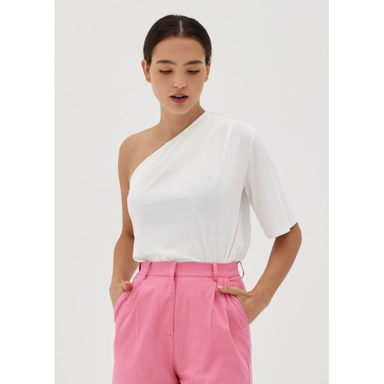 Evette Cupro Asymmetrical Top