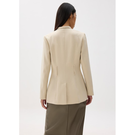 Belted V-neck Fitted Blazer