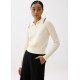 Knit Ruffle Collar Polo Top