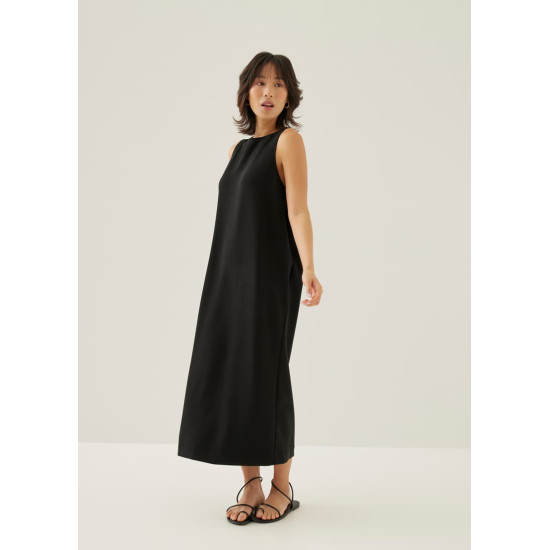 Vallie Neoprene Boat Neck Midaxi Dress