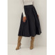 Vegan Leather Pleated Midi Skirt