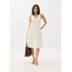 Ribbed V-neck A-line Midi Dress