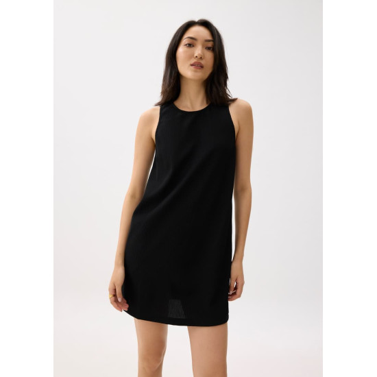 Ribbed Scoop Neck Shift Mini Dress