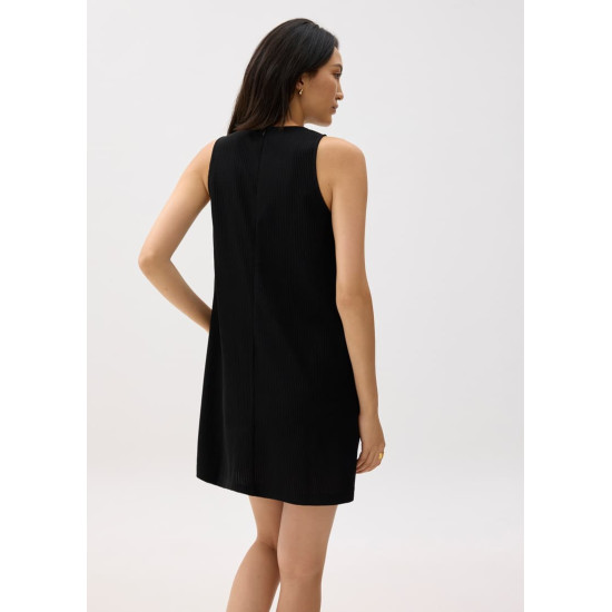 Ribbed Scoop Neck Shift Mini Dress