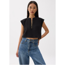 Boxy Front Zip Crop Top