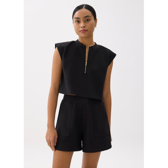 Boxy Front Zip Crop Top