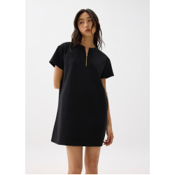 Round Neck Front Zip Mini Dress