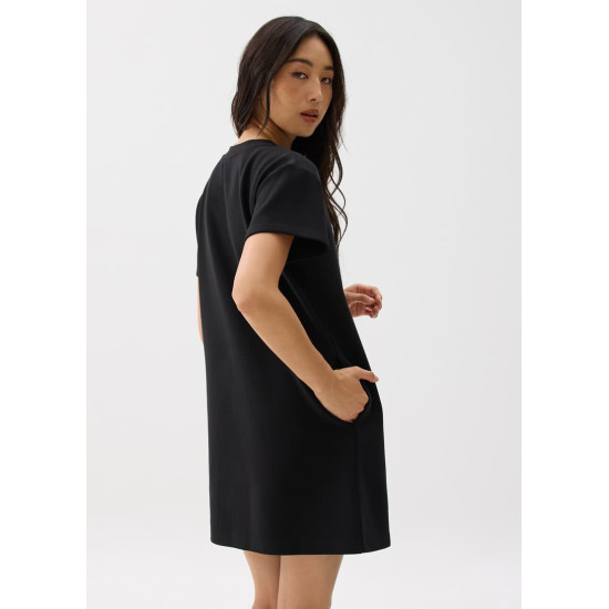 Round Neck Front Zip Mini Dress