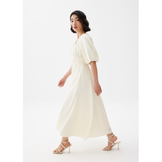 Padded Elastic Fit & Flare Midaxi Dress