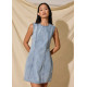 Denim Round Neck Shift Mini Dress