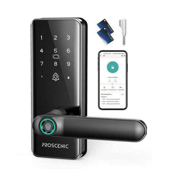  Proscenic L40 Smart Door bluetooth Lock Fingerprint/APP Password Key IC Card Unlock Intelligent Anti-theft Door Lock IP54 Home Lock Work with Alexa Google Assistant