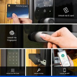  Proscenic L40 Smart Door bluetooth Lock Fingerprint/APP Password Key IC Card Unlock Intelligent Anti-theft Door Lock IP54 Home Lock Work with Alexa Google Assistant