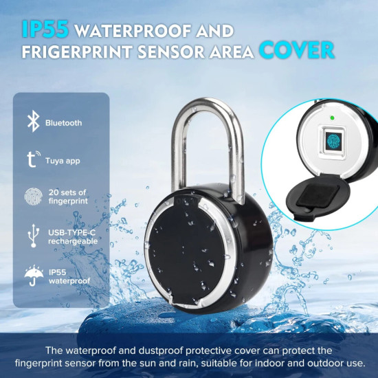 BOZZYS PL-P3Z-TY Tuya Smart Fingerprint Padlock Electronic Door Lock bluetooth-compatible APP Unlock Waterproof Home Security Protection Doorlock