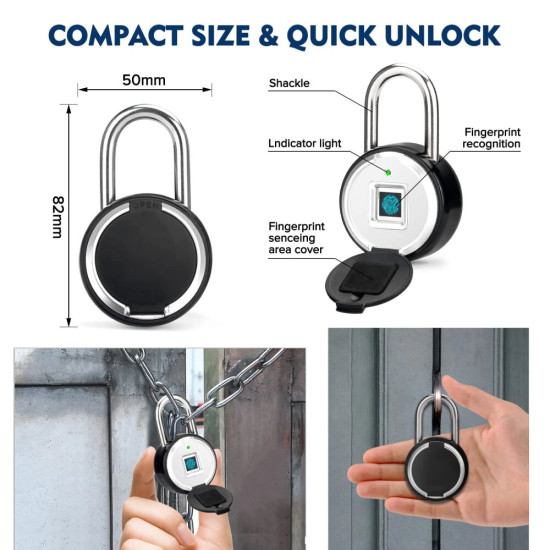 BOZZYS PL-P3Z-TY Tuya Smart Fingerprint Padlock Electronic Door Lock bluetooth-compatible APP Unlock Waterproof Home Security Protection Doorlock