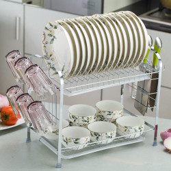Double-layer Shelf Drained Shelf Tableware Shelf Dish Drying Rack Organizer - Type 1
