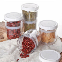 Press Cereal Vacuum Storage Box Tank Kitchen Food Grain Container Dispenser
