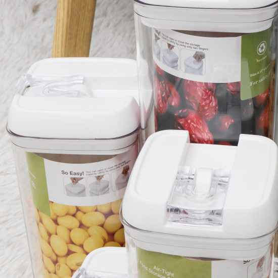 Airtight Food Storage Containers Square Nine-piece Easy-to-buckle Cans Kitchen Household Whole Grains Milk Powder Preservation Storage Tank