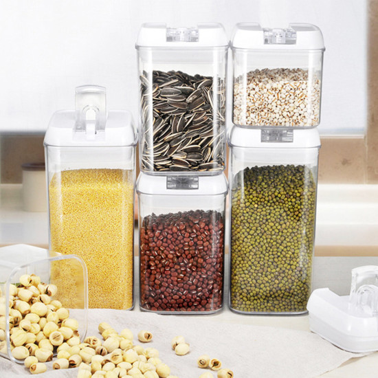 Airtight Food Storage Containers Square Nine-piece Easy-to-buckle Cans Kitchen Household Whole Grains Milk Powder Preservation Storage Tank