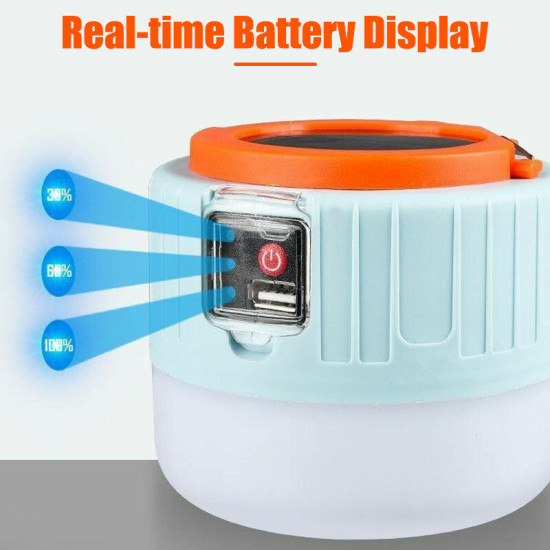 Remote Control Solar LED Camping Lantern USB Rechargeable Light Bulb Tent Light Solar Bulb Light - With Remote Controller