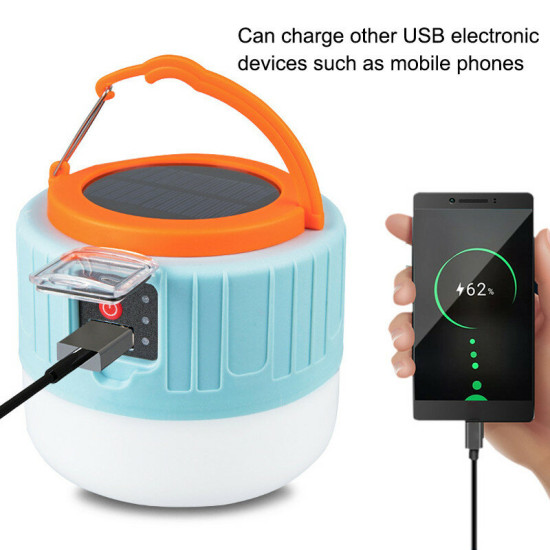Remote Control Solar LED Camping Lantern USB Rechargeable Light Bulb Tent Light Solar Bulb Light - With Remote Controller