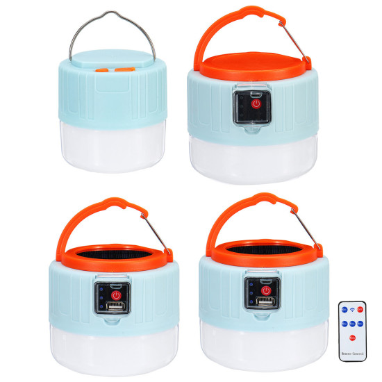 Remote Control Solar LED Camping Lantern USB Rechargeable Light Bulb Tent Light Solar Bulb Light - With Remote Controller