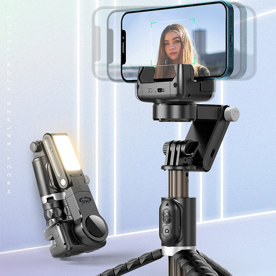 ToKQi Q18 Handheld Mobile Phone Gimbal Stabilizer bluetooth Selfie Stick Holder with Fill Light for iPhone Huawei Xiaomi