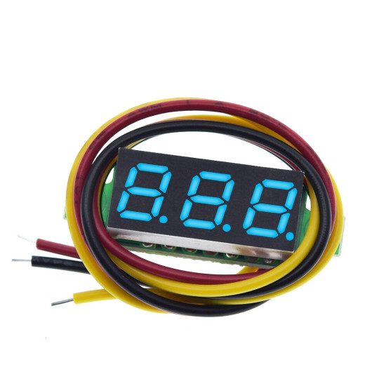 0.28 inch 3-wire Digital DC Voltmeter Head Digital Display Adjustable Three-wire DC0-100V Battery Voltmeter - Blue